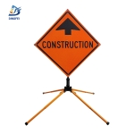 Roll Up Sign & Stand -  Construction Ahead Reflective Roll Up Traffic Sign